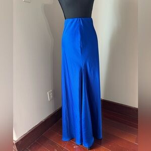 NWT Worthington Satin Elegant Royal Blue Women's Long Skirt